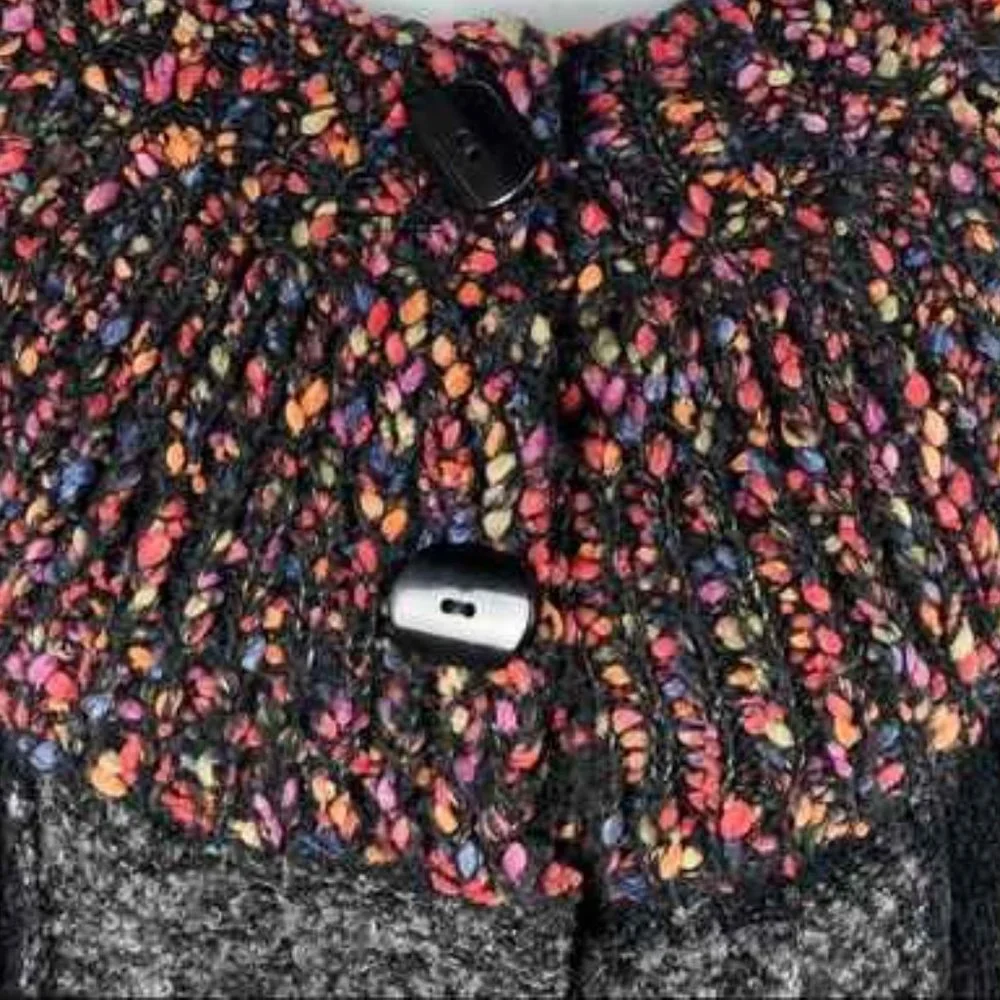 Curio Bell Sleeve Button Cardigan Sweater Boucle Collar Jacket MP Gray Black